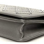 Lambskin Crystal Quilted Wallet On Chain WOC Grey