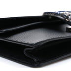 Dollar Calfskin Enamel Small Dionysus Shoulder Bag Black Electric Blue