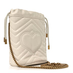 Calfskin Matelasse Mini GG Marmont 2.0 Bucket Bag White