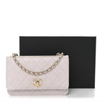 Lambskin Quilted Trendy CC Wallet On Chain WOC Lilac
