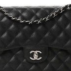 Caviar Quilted Jumbo Double Flap Black