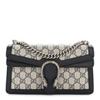 GG Supreme Monogram Textured Dollar Calfskin Small Rectangular Dionysus Shoulder Bag Beige Blue