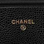 Caviar Quilted Wallet on Chain WOC Black