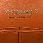 Caviar Quilted Small Double Flap Light Brown