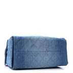 Washed Denim Quilted Small Chanel 25 Handbag Blue