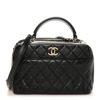 Lambskin Quilted Medium Trendy CC Bowling Bag Black