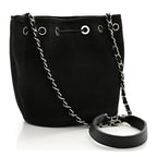 Canvas Deauville Drawstring Bucket Bag Black