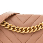 Caviar Chevron Quilted Medium Boy Flap Brown