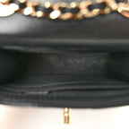 Lambskin Quilted Trendy CC Card Holder On Chain Black