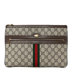 GG Supreme Monogram Large Ophidia Pouch Clutch Brown