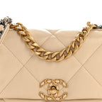 Lambskin Quilted Medium Chanel 19 Flap Beige