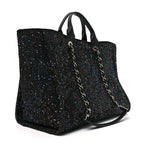 Calfskin Sequin Medium Deauville Tote Black