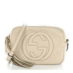 Pebbled Calfskin Small Soho Disco Bag Off White