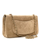 Suede Calfskin Small Souplissimo Maxi Flap Dark Beige