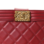 Calfskin Quilted Boy Bucket Bag Red