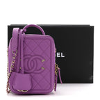 Caviar Quilted CC North South Filigree Vanity Case Purple