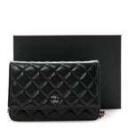 Caviar Quilted Wallet on Chain WOC Black