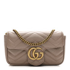 Calfskin Matelasse Super Mini GG Marmont Shoulder Bag Porcelain Rose