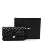 Lambskin Quilted Medium Double Flap Black
