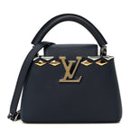 Taurillon Embellished Malletage Crown Mini Capucines Navy