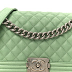 Caviar Quilted Medium Boy Flap Green