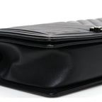 Lambskin Chevron Quilted New Medium Boy Flap Black