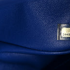 Lambskin Chevron Quilted Jumbo Double Flap Navy Blue