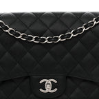 Caviar Quilted Jumbo Double Flap Black