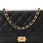 Caviar Quilted Boy Wallet On Chain WOC Black