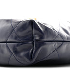 Shiny Calfskin Quilted Mini Chanel 22 Navy Blue