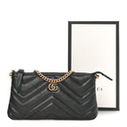 Calfskin Matelasse Mini GG Marmont Chain Bag Black