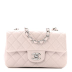 Lambskin Quilted Mini Rectangular Flap Light Purple
