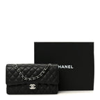 Caviar Quilted Medium Double Flap Black