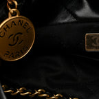 Shiny Calfskin Quilted Mini Chanel 22 Black