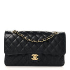 Caviar Quilted Medium Double Flap Black