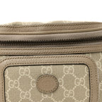 GG Supreme Monogram Textured Calfskin Web Retro Interlocking G Belt Bag Beige Mystic White Oatmeal