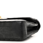 Lambskin Chevron Quilted Medium Double Flap Black