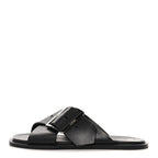 Calfskin Petal Belt Flat Sandal 36 Black