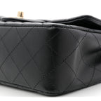 Lambskin Quilted Mini Rectangular Flap Black