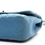 Iridescent Caviar Quilted Jumbo Double Flap Blue