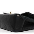 Lambskin Quilted Medium Double Flap Black