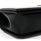 Calfskin Pleated Medium Boy In Rome Flap Black White