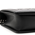 Calfskin Quilted Double Stitched New Medium Boy Flap Black