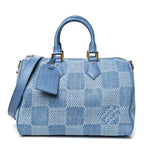 Damier Denim 3D Speedy Bandouliere 30 Denim Blue