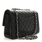 Lambskin Quilted Medium Double Flap Black