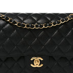Caviar Quilted Medium Double Flap Black