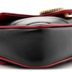 Vintage Effect Calfskin Matelasse Diagonal Super Mini Torchon GG Marmont Shoulder Bag Black Romantic Cherry