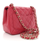Lambskin Quilted Mini Square Flap Dark Pink