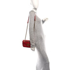 Calfskin Matelasse Small GG Marmont Shoulder Bag Hibiscus Red