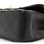 Lambskin Quilted Small Double Flap Black
